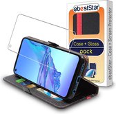 ebestStar - Hoes voor Oppo A53S, A53, Wallet Etui, Book case hoesje, Zwart, Rood + Gehard Glas