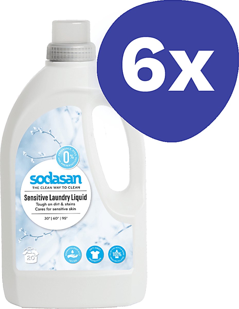 Sodasan Universeel Vloeibaar Wasmiddel Sensitive (6x 1,5L)