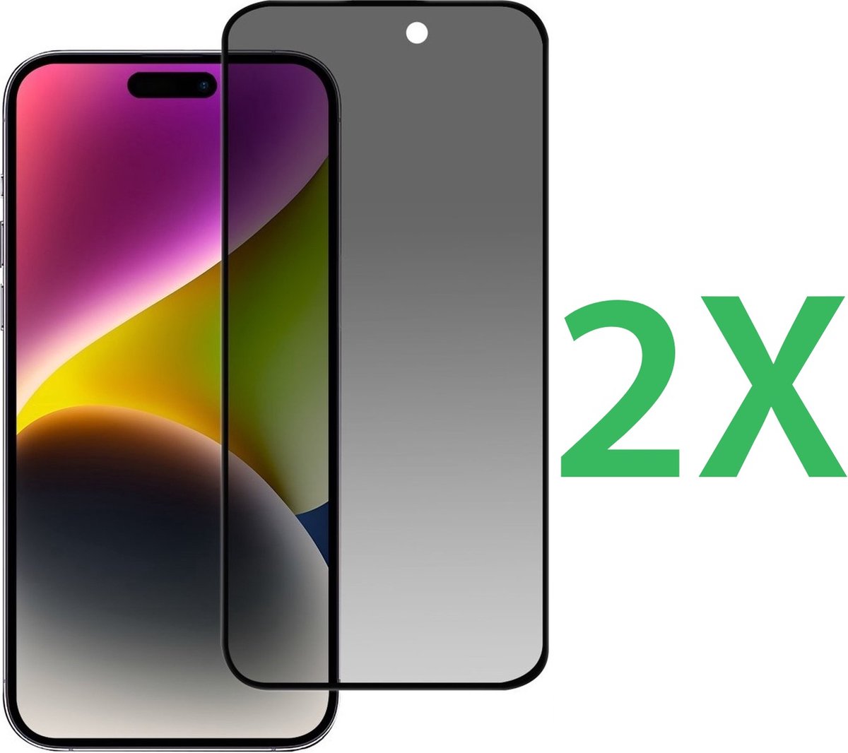 Privacy Screenprotector Glas - Tempered Glass Screen Protector Anti-Spy Geschikt voor: iPhone 15 Pro - 2x beschermglas - Anti Spy - ZT Accessoires