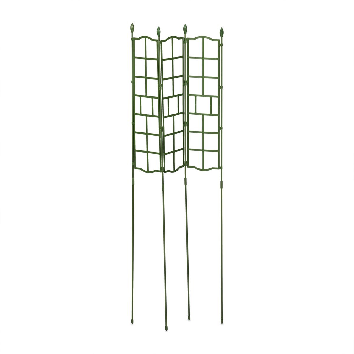 Relaxdays plantenklimrek set van 3 groene plantensteun kunststof 124 cm buiten