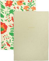 Return to Sender | Notitieboekjes met Flower print A5 - Set van 2 - lokta papier