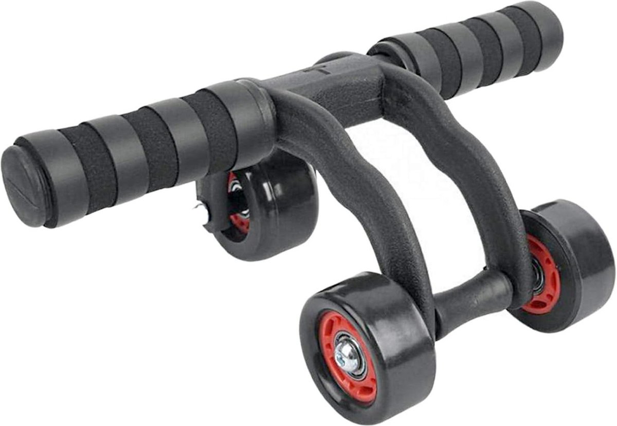 Triple-Wheeled Power Wheel AB Roller voor buikspieren - uniseks - volwassenen - zwart - uniek