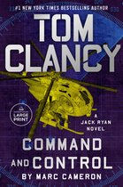 Boekomslag: 'Command and Control' van Tom Clancy, met een gele helikopter in een blauw raster.