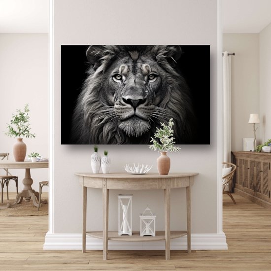 Peinture sur verre Lion - Peinture Animaux sur verre - Peintures en verre Crinière - Décoration salon industrielle - Peintures plexiglas - Décoration maison verre acrylique 120x80 cm