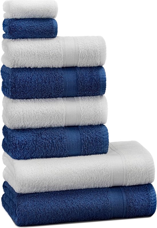 Tuiste Handdoekenset, paars, paars, 8-delig, 100% katoen, 2x badhanddoeken (70 x 140), 4 x handdoeken (50 x 90), 2x gastendoekjes (30 x 50), zacht en absorberend, lavendel
