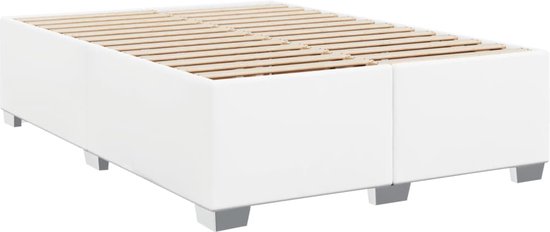 vidaXL - Sommier tapissier - avec - matelas - cuir artificiel - blanc - 160x200 - cm