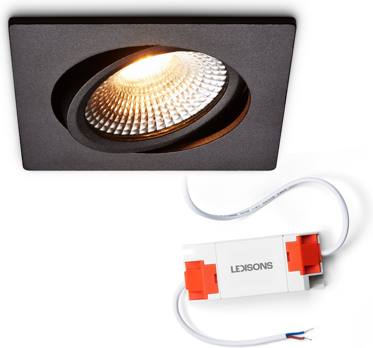 Ledisons LED Inbouwspot Trento Zwart 5W Dimbare Spot Dim-To-Warm IP54 Geschikt voor Woonkamer Badkamer en Keuken Plafondspot Zwart Ø75 mm