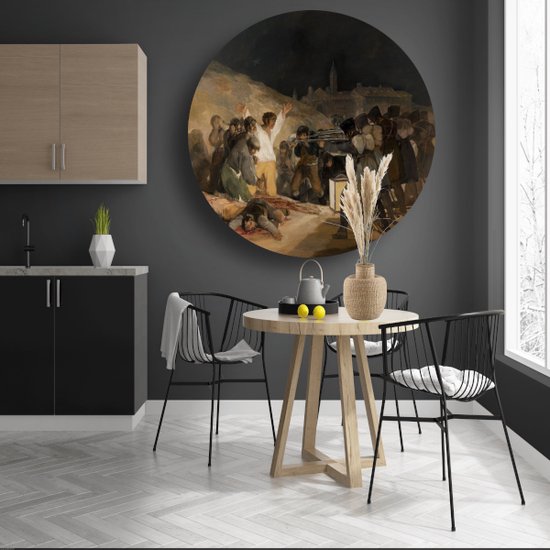 De Derde mei 1808 - Francisco Goya wanddecoratie rond - Executie schilderij rond - Wandschalen Oude meesters - Woonkamer decoratie industrieel - Wandschaal - Muurkunst muurcirkel forex 100x100 cm