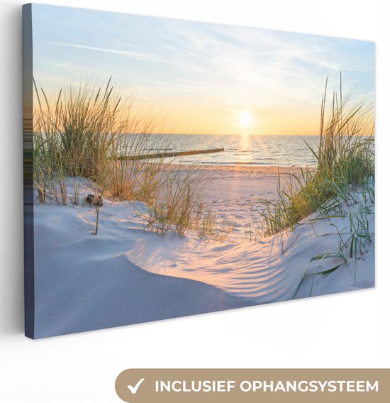 Toile - Tableaux sur toile plage - Mer - Dunes - Paysage - Tableau mer - Peintures sur toile - Tableau salon - 90x60 cm