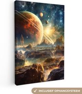 Peinture sur toile 60x90 cm - Décoration murale Montagnes - Planète - Espace - Etoiles - Décoration murale salle de jeux - Décoration salle de Gaming - Accessoires Gameroom - Peintures