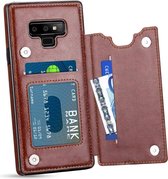DrPhone Soft Wallet TPU Hoesje - Portemonnee Case met kaarthouder - Geschikt voor Note 9 - Premium PU leder beschermhoes met Kickstand &