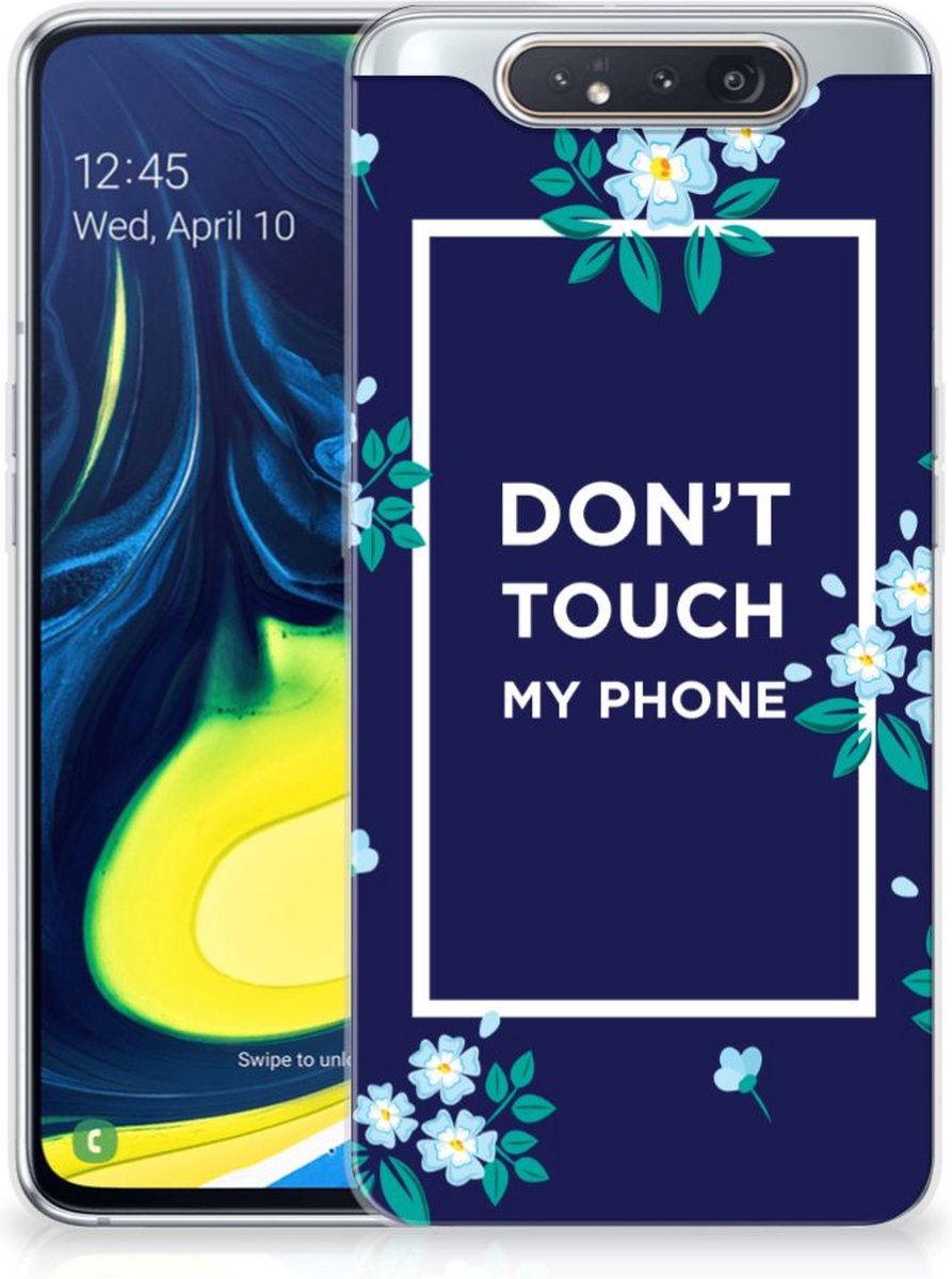 Samsung Galaxy A80 Silicone-hoesje Flowers Blue DTMP