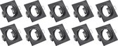 Spot Fixture 10 Pack - Trion - GU10 Fitting - Encastré Square - Matt Black Aluminium - Tiltable 80mm