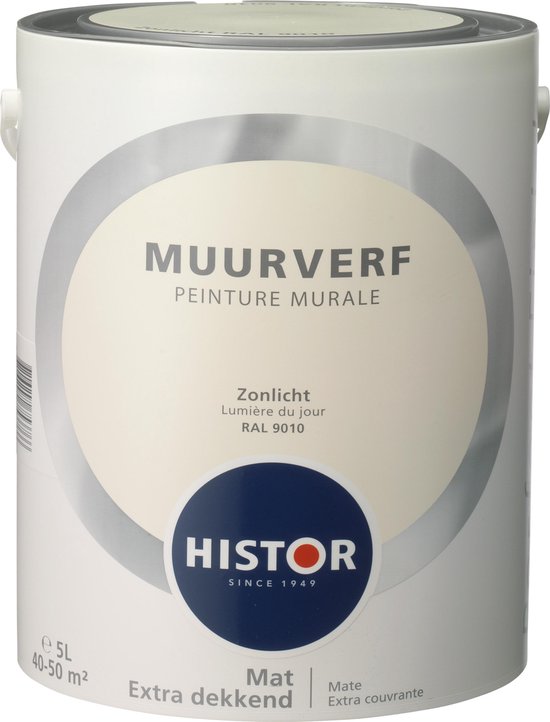 Histor Perfect Finish Muurverf Mat - 5 Liter - Zonlicht (Ral 9010) | bol.com