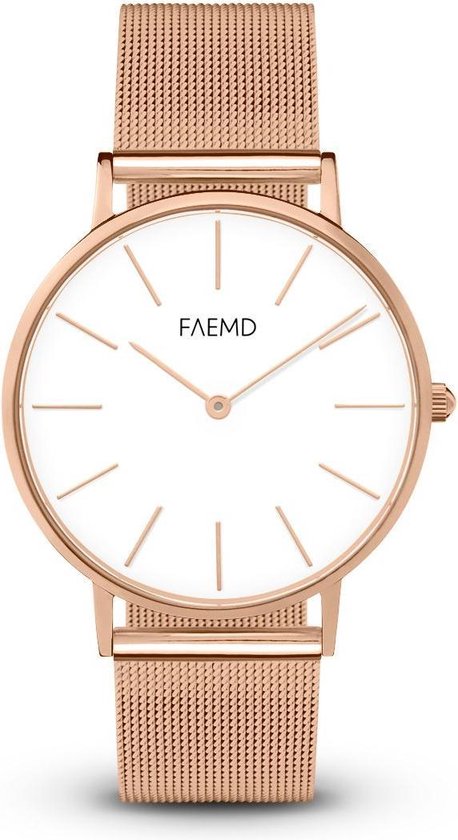 bol.com | FAEMD Soleil Mesh Series - Horloge - - Classic Rosé - Mesh Rosé Goud...