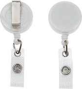 Badge jojo wit 32mm met klem aan achterzijde, pk a 50 stuks