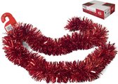 Kerstboom folie slingers/lametta guirlandes van 180 x 12 cm in de kleur glitter rood - Extra brede slinger