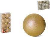Gerim Kerstballen - 8 stuks - goud - kunststof - glitters - D3 cm