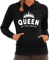 Queen of the couch fun hoodie voor dames zwart 2XL (44)