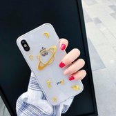 Let op type!! Schokbestendige epoxy gouden universum patroon zachte TPU Case voor de iPhone XR (wit)