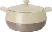 Braadpan met deksel - 1,82 Liter - Creme/ Taupe - Steengoed - Vaatwasser-/ ovenbestendig