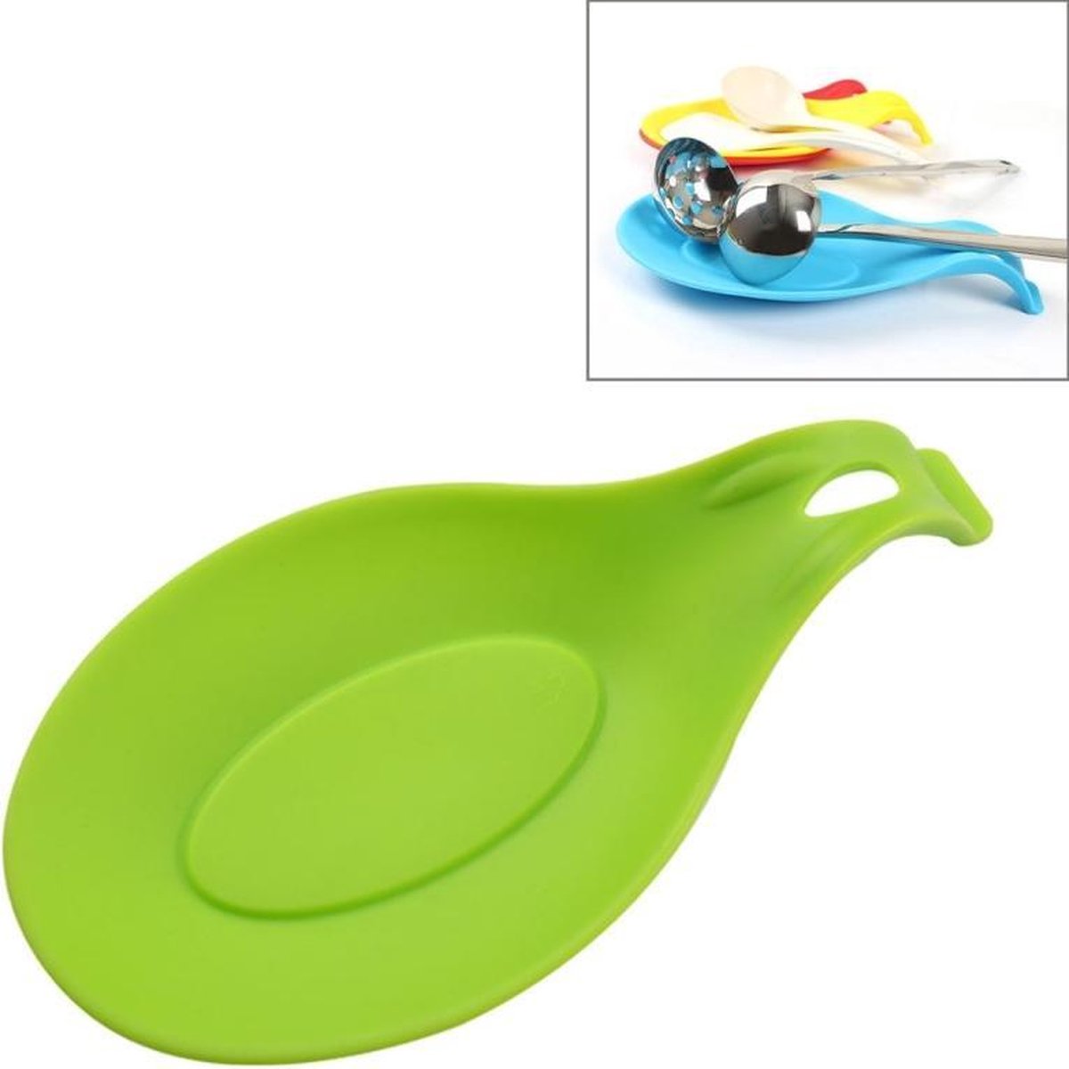 Lepel mat Gereedschapshouder Eggklopper hittebestendig schotel keuken gadgets silicone pad (groen) - Merkloos