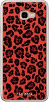 Samsung J4 Plus hoesje siliconen - Luipaard rood | Samsung Galaxy J4 Plus case | Rood | TPU backcover transparant