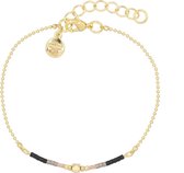 Mint15 Armband 'Delicate Chain & Beads – Black' - Goud