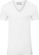 Garage 206 - Bodyfit T-shirt diepe V-hals korte mouw wit S 95% katoen 5% elastan