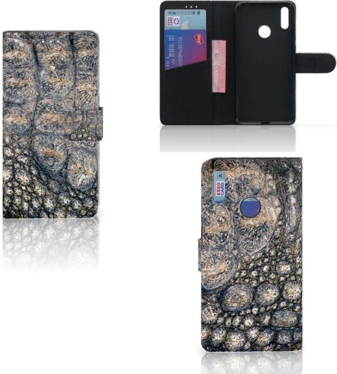 Huawei Y7 (2019) Telefoonhoesje met Pasjes Krokodillenprint