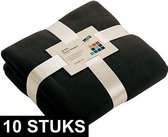 10x Fleece dekens/plaids zwart 130 x 170 cm - Woondeken - Fleecedekens