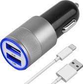 MMOBIEL High Speed Autolader Oplaad Adapter - 2 USB Poorten 2.1A + 1.0A - incl. Lightning Kabel voor Apple iPhone, iPad en iPod