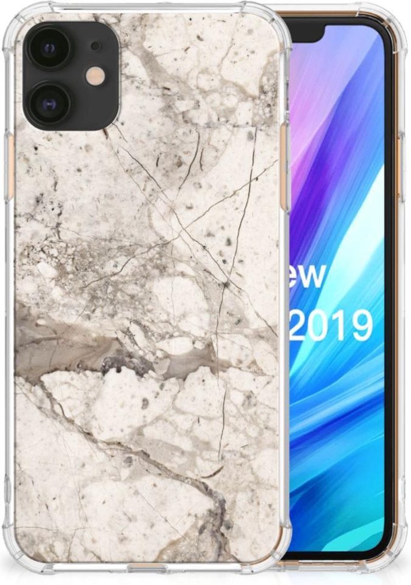 Apple iPhone 11 Anti-Shock Hoesje Marmer Beige