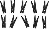 60 Stuks zwarte mini hobby knijpertjes van hout / metaal - Kaarten ophangen