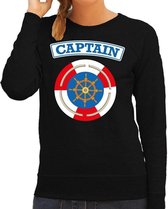 Kapitein/captain verkleed sweater zwart voor dames - maritiem carnaval / feest trui kleding / kostuum XXL
