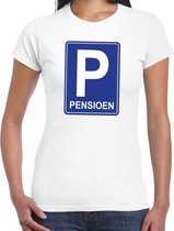 Pensioen P cadeau t-shirt wit dames XS