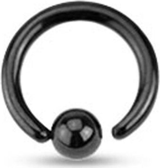 Piercing ringetje zwart 12 mm
