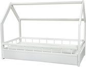 Houten bed - Huisbed - kinderbed - peuterbed - 160x80 - met barrière - Incl. ECO matras - Scandinavische stijl - Wit