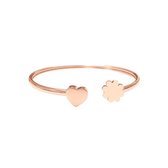 CO88 Collection Inspirational 8CB 90525 Stalen Flex Bangle met Klaver - One size (58 x 49 mm) - Roségoudkleurig