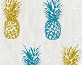 ANANAS BEHANG - turquoise goud en wit - AS Creation Il Decoro