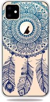 GadgetBay Dromenvanger Mandala Web Blauw Veertjes Spiritueel Hoesje iPhone 11 TPU case - Doorzichtig