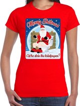 Fout Kerstshirt / t-shirt  - Merry shitmas who stole the toiletpaper - rood voor dames - kerstkleding / kerst outfit XS