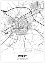 Weert plattegrond - A2 poster - Zwart witte stijl