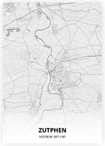 Zutphen plattegrond - A4 poster - Tekening stijl