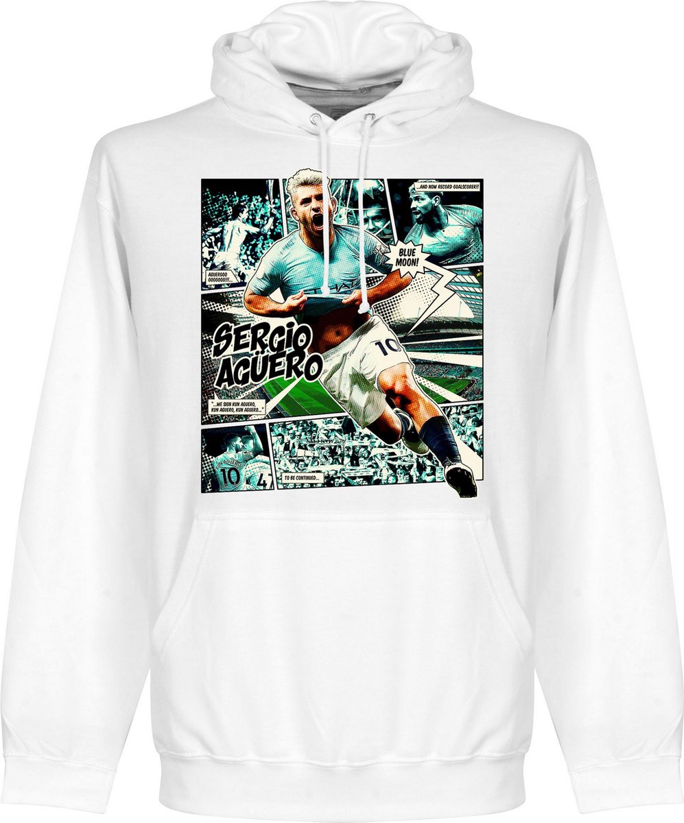 Sergio Aguero City Comic Hoodie - Wit  - XXL