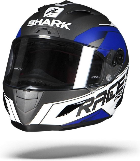iets Slank leerling Shark Race-R Pro Sauer Ii Mat Antraciet Wit Blauw Awb Integraalhelm -  Motorhelm - Maat XL | bol.com
