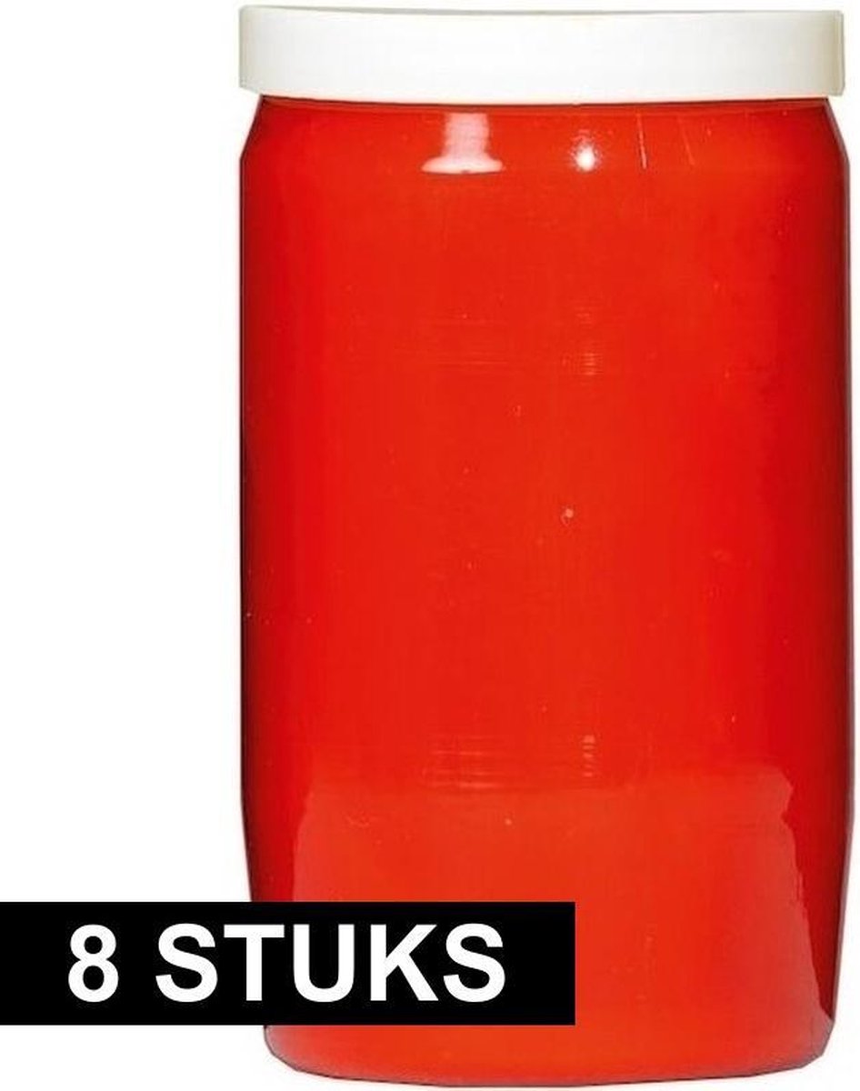 SPAAS Grafkaars/gedenklicht - 8x - rood - 7 x 15 cm - 6 dagen brandtijd