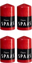 4x Rode cilinderkaarsen/stompkaarsen 6 x 10 cm 25 branduren - Geurloze kaarsen - Woondecoraties