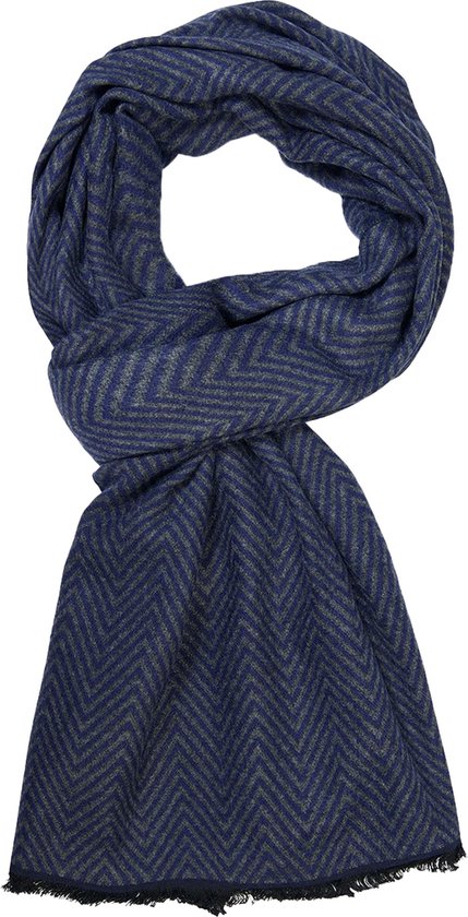 Michaelis heren sjaal - navy blauw - grijs dessin - Maat: One size | bol.com