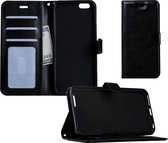 Hoesje Geschikt voor iPhone 5s Hoesje Book Case Hoes Portemonnee Cover Walletcase - Hoes Geschikt voor iPhone 5s Hoes Bookcase Hoesje - Zwart